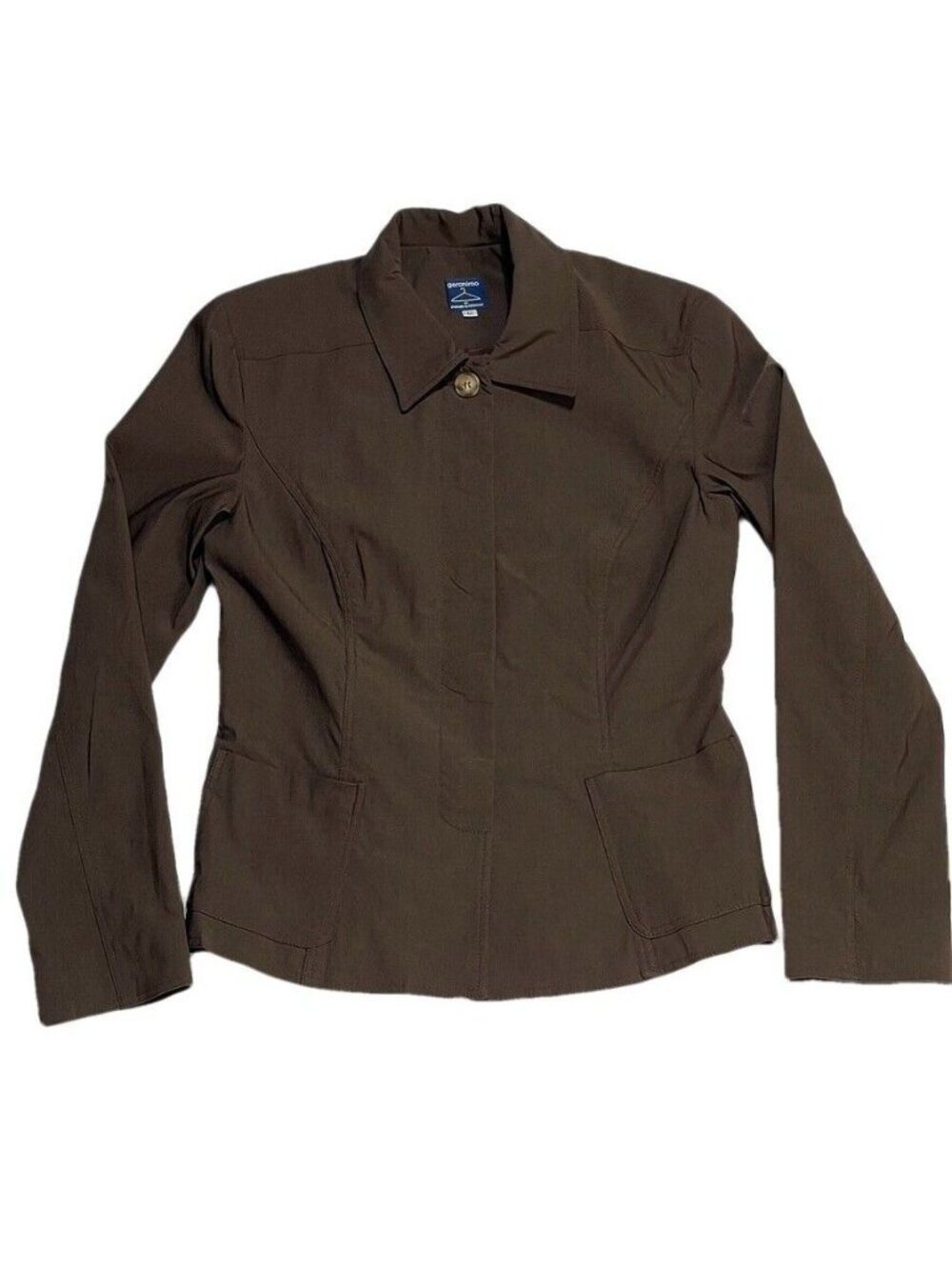 Geronimo By Stephen DiGeronimo Womens Brown Blazer Jacket Size 12 Cotton Blend